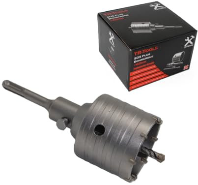 TR-TOOLS Couronne de forage SDS Plus de 68 mm - Construction renforcée - Résistant aux chocs - Foret de centrage à 4 tranchants - Foret de boîte - Prise pour maçonnerie et béton