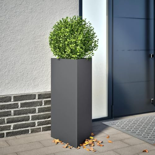 LAPOOH Pflanzkübel Anthrazit Dreieckig 40x34,5x70 cm Stahl, Blumentopf Gross, Blumenkasten Balkon, übertopf, Pflanzkasten, Flowerpot, Kräuterbeet Für Die Küche, Vertikalbeet - 851161