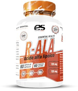 Ácido alfa lipoico (R-ALA) 250 mg – 60 cápsulas de alta potencia para veganos – 100% naturales, sin agentes aglutinantes ni rellenos sintéticos – 60 servicios – Elaborado por Essential Nutrition