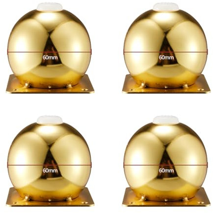 DSWZLQDXB 4 Stück Metall runde Kugel Sofafüße Möbelbeine Möbelfüße Tischbeine Möbelfüsse Ersatz Couchtischfüße für Schrank und Bett (10cm,Gold)