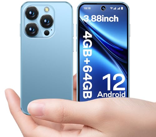 JoyZap 4G Mini Smartphone Unlocked Edition,3.88-inch HD Full Screen,1950mAh Battery,Android 12, Kids & Students - Small Smart Mobile Phones,Supports GPS Location & Face Recognition (Blue)