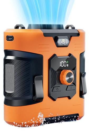 Ventilateur de taille portable – Ventilateur à piles 100 vitesses | Climatiseur personnel silencieux avec fonction de banque d'alimentation, lampe de poche LED pour le camping, les voyages en plein