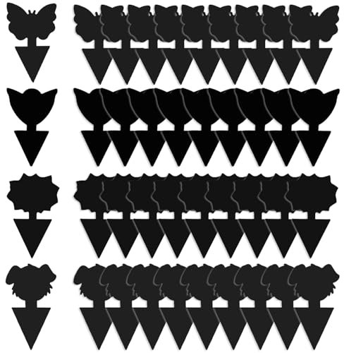 GeekerChip Pièges à Insectes,40 Pcs Attrape Moucheron Plantes,Attrape Mouches Intérieur,Plug-in Pièges,pour Les Insectes intérieurs et extérieurs, Imperméables et Non Toxiques,Noir(4 Formes)