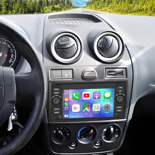 2+64G Android 15 Autoradio für Ford Fiesta MK5 2006-2008 mit Wireless Carplay Android Auto, 7 Zoll Touchscreen Auto Player Radio GPS Navigation Head Unit mit WLAN FM SWC Mirror Link Split Screen