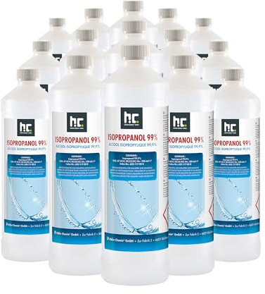Höfer Chemie Isopropanol 99,9% 15 x 1 L - Ispopropylalkohol zur Reinigung & Entfettung - Starkes Lösungsmittel - Vielseitig Verwendbar