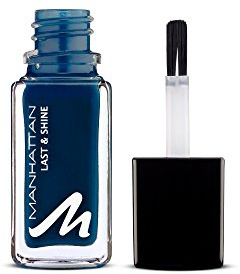 Manhattan Last & Shine Nagellack – Jeansblauer, glänzender Nail Polish für 10 Tage perfekten Halt – Farbe Denim Lover 870 – 1 x 10ml