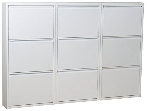 Dynamic24 XXL Schuhschrank Pisa 9 Klappen Metall Schuhkipper Schuhregal Schuhablage Schrank