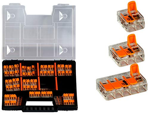 WAGO Sortiment Set NR 1 Variobox Wagoklemmen Box Hebelklemmen 221-412 | 221-413 |221-415 | 100 Stück incl. Sortimentbox