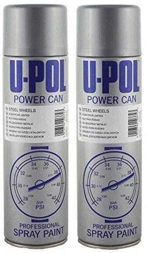 UPOL U-POL Power Can 500ml Steel Wheels Metallic Aerosol Spray Paint X2 Pack