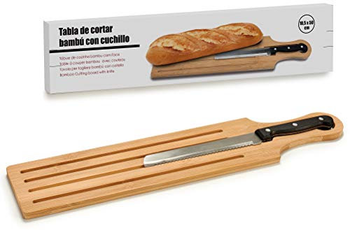 AR 36705 Tabla Madera Cortar Pan+Cuchillo 50X10cm, Varios