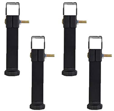 Lot de 4 Pieds de Meuble Reglable 2cm Acier Pied Sommier Pattes de Meuble Rectangulaire Carre Meubles Jambes Métal Pieds de Support De Lit Aucun Perçage Requis,Noir(17cm)