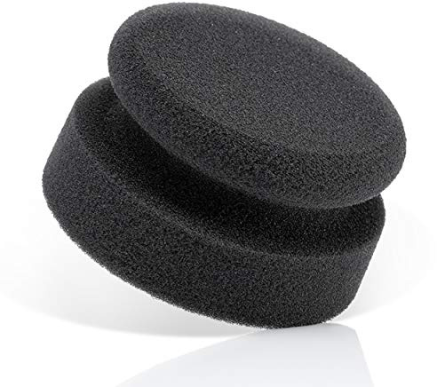detailmate Autopflege - Made in Germany - Handpolierschwamm Soft, schwarz (feinzellig), Ø 90/50mmaus Premium Schaumstoff für/Wachse/Applikator für Pflegeprodukte auf Kunstoff, Reifen