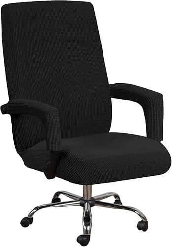 Stretch Office Chair Seat Covers with Armrest Sleeve, Jacquard Pattern High Back Computer Chair Slipcovers Removable Stretchable Covers Armchair Covers for Universal Rotating Boss Chair