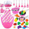 Kids Kitchen Pretend Play Toys, Kitchen Playset Cooking Toys Set with Stainless Steel Cooking Utensils, Cookware Pots and Pans Set, Cutting Vegetables, Knife and Apron for Kids Toddlers Girls Boys