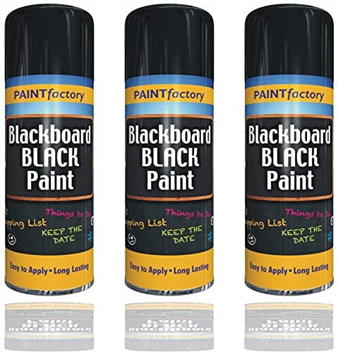 Life Necessities Blackboard Black Spray Paint, 3 X 250ml Ideal for Childs Room, School Room, Chalk Black Board Spray, Long lasting Black Matt finish Spray Paint