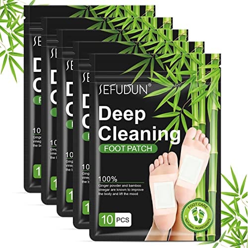 50 PCS Foot Pads,Pure Natural Bamboo Vinegar Ginger Powder Foot Pad for Foot Care