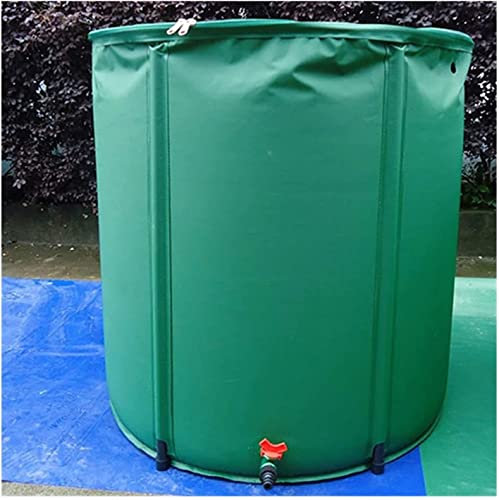 QIANMEI Water Barrel Collapsible Rain Barrels, Flexible Water Tank, Rainwater Collection System Pvc Frame Coated Cloth Easy to Store with Faucet and Drain Valve for Gardens, Terrace, Camping