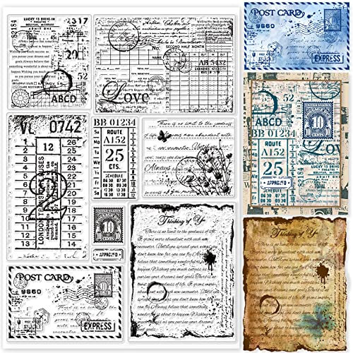 GLOBLELAND Vintage Label Klare Briefmarken für DIY Scrapbooking Dekor Retro Label Hintergrund Postkartenstempel Transparente Silikonstempel zum Erstellen von Karten Fotoalbum Dekor 148x21x3mm