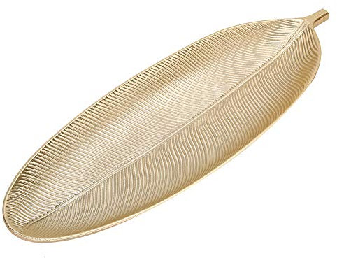 Bandeja para Servir, Bandeja para Aperitivos con Frutos Secos Dorados, Vajilla para Decoración del Hogar, Bandeja de Comida para Frutas, Magdalenas, Aperitivos, Postres (Hoja, S)