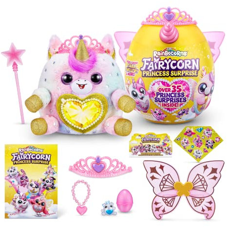 Rainbocorns Fairycorn Princess Série 6 Licorne - Peluche à Collectionner - Surprises Magiques de Princesse féerique, Peluche câline, Autocollants, (Licorne)