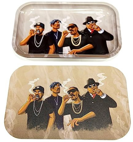 Wise Skies Rolling Tray & Cover Bundle Deal Set Rolling Accessories Storage Magnetic | Tray + Covers (Rappers Medium)