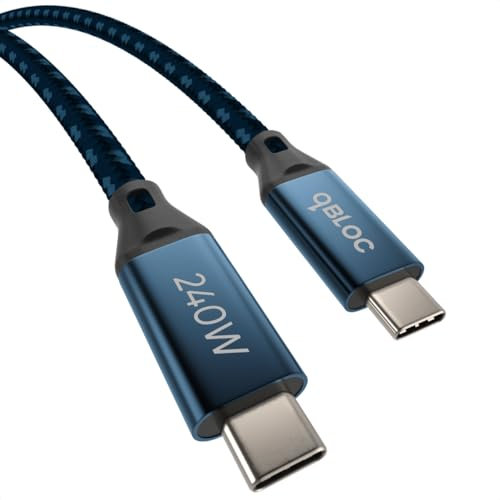 qBLOC 240w USB C to USB C cable 1m 3ft USB C Braided Cable Super Fast Charging USB C to C Cable for MacBook Pro 2020, iPad Pro 2020, iPad Air 4, Samsung Galaxy S23+/S23 Ultra, and More