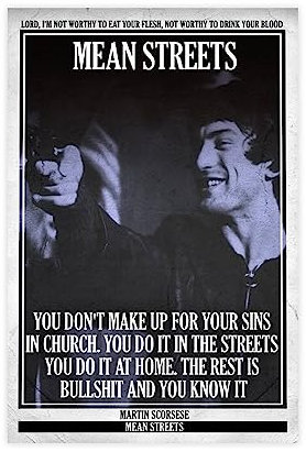 Filmposter Mean Streets, Vintage-Retro-Kunstdruck, klassische Filmposter, Leinwand-Poster, Wandkunst, Dekordruck, Bild, Gemälde für Wohnzimmer, Schlafzimmer, Dekoration, ungerahmt, 60 x 90 cm