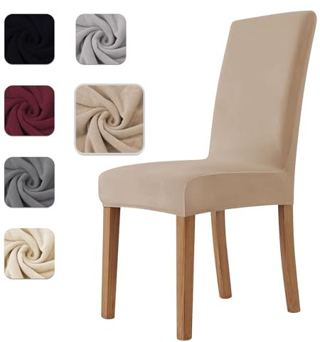 Homebliss Stuhlhussen 6er Set Stretch,Stuhlhussen Schwingstühle Elastisch für Esszimmer- und Küchenstühle, Stuhlbezug Sehr Weich Bequem Kratzfest Kamelfarben