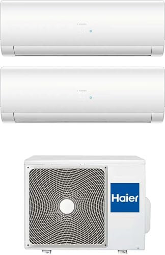 Haier Flair 2xHAS12FAAIN+H2U18MAAOUT, Climatizzatore dual split, 12000 + 12000 btu, Pompa di calore, Classe energetica A++/A+