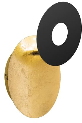 Fischer & Honsel Wandleuchte, Hennes | blattgoldfarben/sandschwarz| L: 18 cm, B: 14 cm, Ausladung Wand: 7,30 cm| 1x LED 7 Watt 3000 K inkl.| 840 lm| EEG: F | 30481
