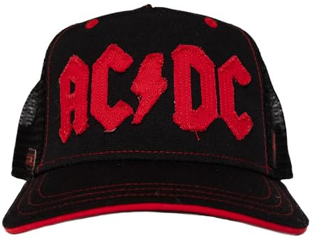 ACDC Distressed bestickte Trucker-Kappe – 100 % recyceltes Polyester, Schwarz, blau, Einheitsgröße