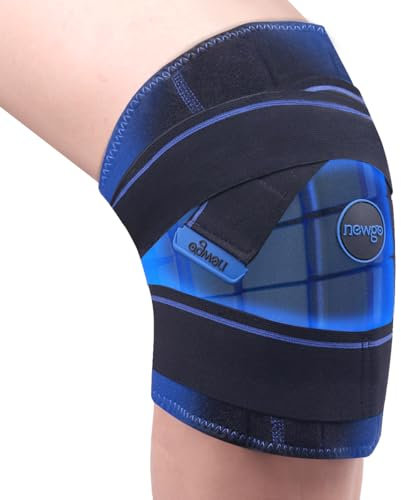NEWGO Kühlmanschette Knie Eisbeutel nach einer Kniegelenkersatz-Operation, lang anhaltende Kälte-Knie-Eisbeutel-Wickel mit Eiswürfeln für Schwellungen, Schmerzen, Arthritis & Sportverletzungen Schwarz