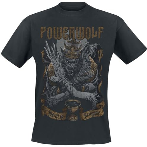 Powerwolf Wolf vs Angel Männer T-Shirt schwarz XL 100% Baumwolle Band-Merch, Bands