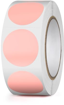 YIKIADA 500 Stück Runde Aufkleber 25 mm Thermo Etiketten Punkt Selbstklebend Rolle Adressaufkleber Wasserdicht Kleine Klebepunkte Farbkodierung Rosa