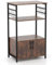 TANGZON Kitchen Baker's Rack, 3-Tier Microwave Oven Stand with Cabinet & S-Hooks, Metal Frame Freestanding Utility Storage Shelves Unit for Dining Living Room, Rustic Brown