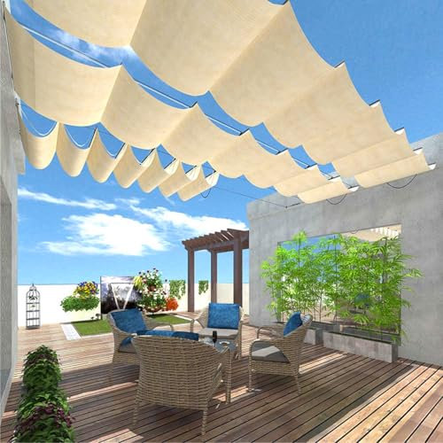 Tenda parasole a onde retrattili, per giardino, traspirante, in tessuto a forma di U, copertura per pergola (1 x 3 m)