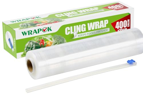WRAPOK Distributore di pellicola trasparente e taglierina cucina plastica cibo per cucina 350 mm x 400 m