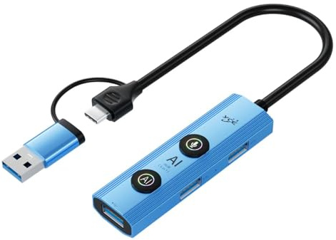 Tosuny 5 in 1 AI Dockingstation mit Sprachkontrolle und Übersetzung, USB C Hub mit 3 USB 3.0 Anschlüssen, GPT kompatibel für Laptop, Home Office, Geschäftsreisen, Fernarbeit