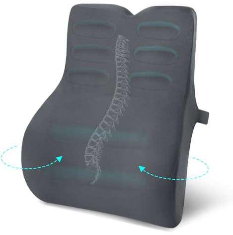 Retazly Lendenwirbelkissen Ergonomisch, Rückenkissen für Auto, Büro und Zuhause, Lendenkissen mit Memory Foam und Atmungsaktiver Hülle, Lordosenstütze zur Schmerzlinderung, Grau