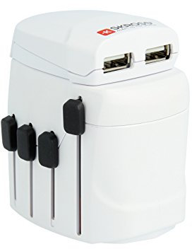 Skross Pro - Adaptador Universal de Viaje, 2-3 Polos, USB, Color Blanco