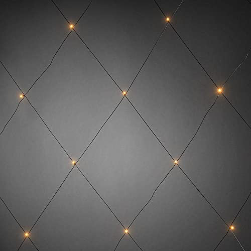 Konstsmide 3749-800 LED Lichternetz / für Außen (IP44) / VDE geprüft / 24V Außentrafo / 64 bernsteinfarbene Dioden / schwarzes Kabel