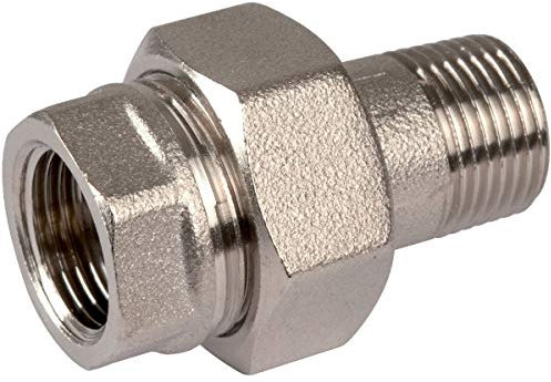 Raccord union laiton nickelé droit à visser - M 3/8 - F 3/8 - Thermador