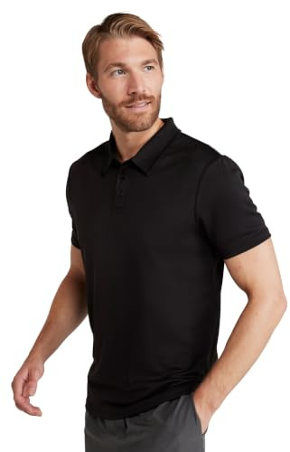 Mountain Warehouse Endurance IsoCool Mens Polo - UV Protection Top, Sweat Wicking T-Shirt, Breathable Tee Shirt - for Spring Summer, Running, Hiking & Outdoors Black S