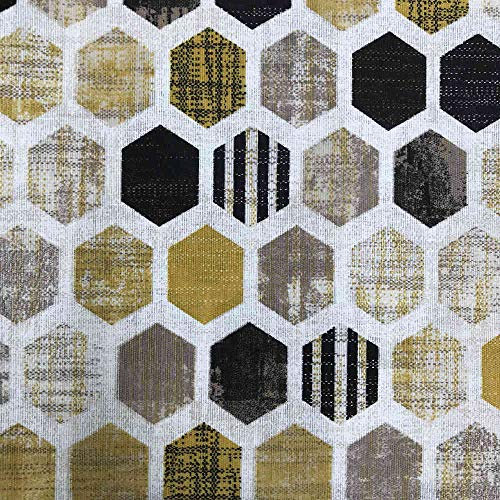Kt KILOtela - Canvas Dekostoff, Home-Accessoires, Tischdecken, Kissen, Vorhänge, Taschen, 280 cm Breite, Meterware ab 0,5 m, Preis Gilt für 0,5 m, Geometrisch, Sechsecke, Gelb
