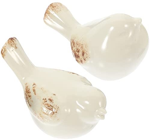 VORCOOL 2Pcs Weiß Keramik Vogel Figuren Set Moderne Vogel Skulpturen Handwerk für Landschaft Garten Home Office Desktop Display Dekor