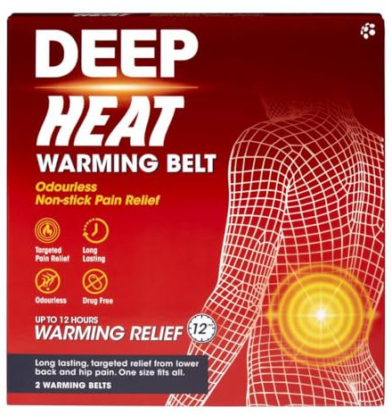 Deep Heat Warming Belt, Long Lasting Pain Relief Heat Therapy (Pack of 2 Belts)
