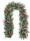 Tannengirlande 1,8m x ca. 30cm mit Beeren und Zapfen - Indoor & Outdoor - künstliche Weihnachtsgirlande - Mix aus Soft & Spritzguss & Hartnadeln - Kunstgirlande Dekogirlande Weihnachten beschneit