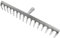 Garten Gerät Harke Rasen Boden Erde Rechen 16 Zinken Stahl Silber Gartenrechen 40,5 cm ohne Stiel