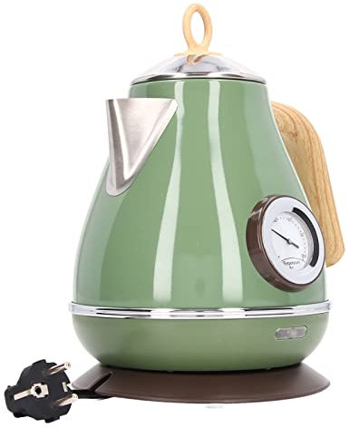 Qcwwy Bollitore Elettrico in Acciaio Inossidabile, Bollitore Elettrico retrò Bollitore per tè da 1,7 Litri Bollitore per Acqua Calda con Display della Temperatura Bollitura Rapida, Spegnimento(Verde)