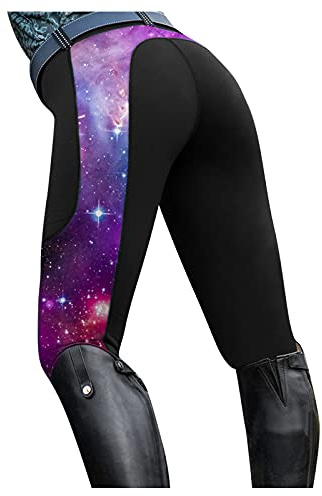 IQYU Pantaloni da equitazione da donna, con leggings elastici in silicone, leggeri, con imbottitura completa, per sport all'aria aperta, per equitazione, Z-nero, M
